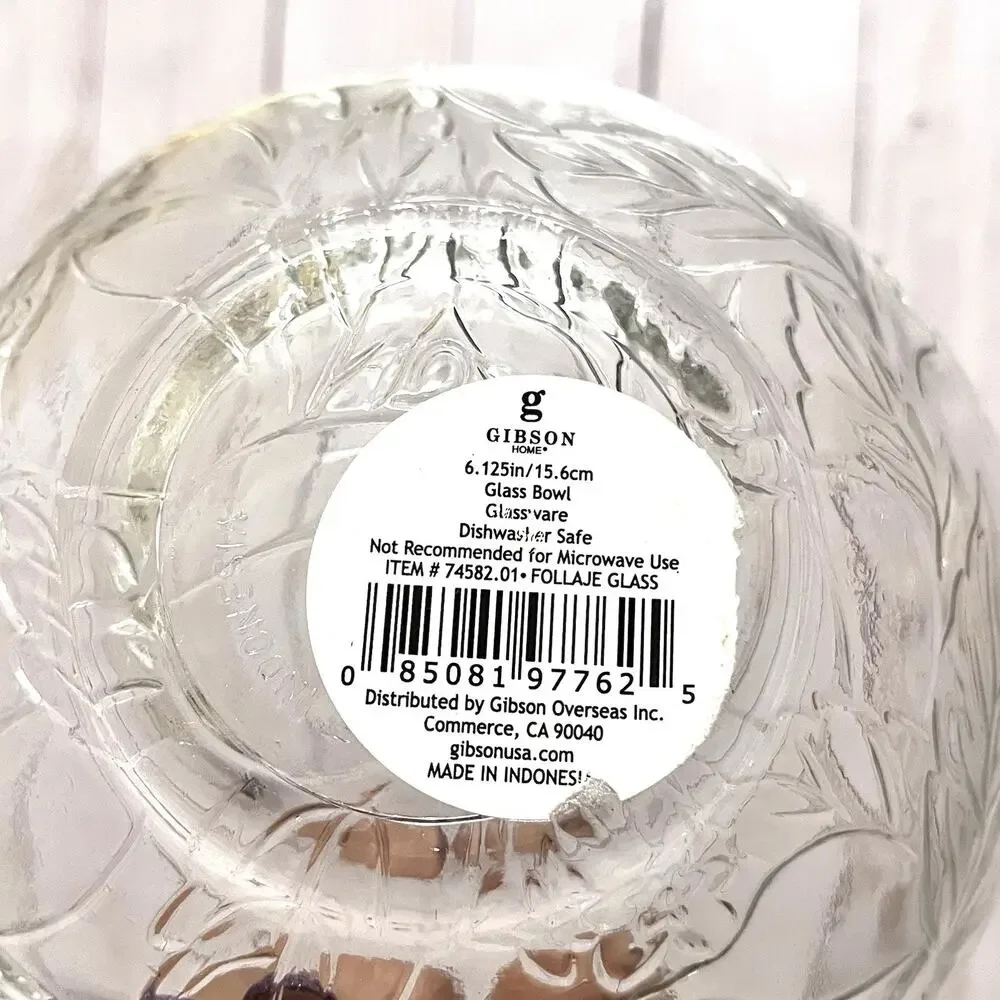 Vintage KIG Indonesia Clear Floral Glass Round Serving Bowl Set of 2 NEW!!!